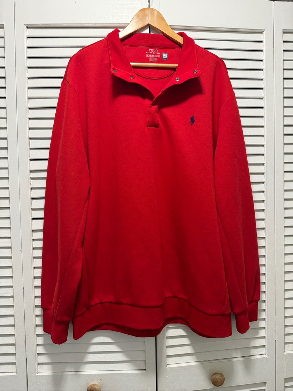 Ralph Lauren Red Snap-Collar Pullover Sweatshirt XXL - Picture 2 of 10